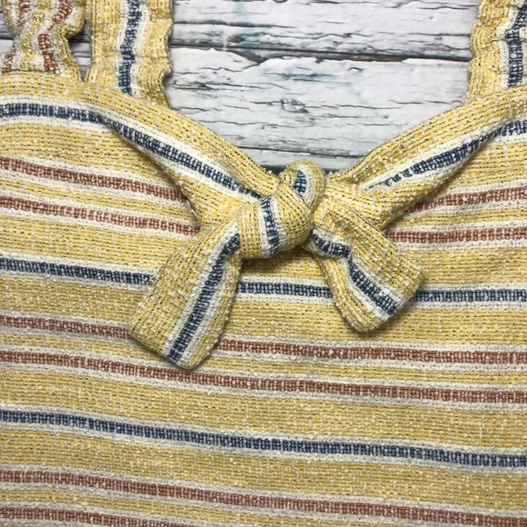 Madewell Tank Top Yellow Striped Sleeveless Shirt Tie Front texture thread NWT - Picture 9 of 13